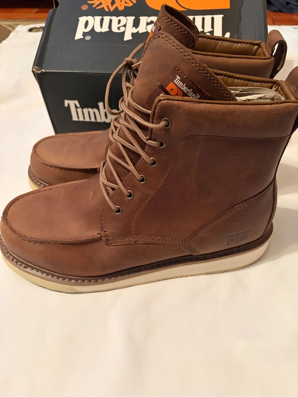 Timberland PRO Men's Chestnut Brown Leather Work Boots - Picture 2 of 7